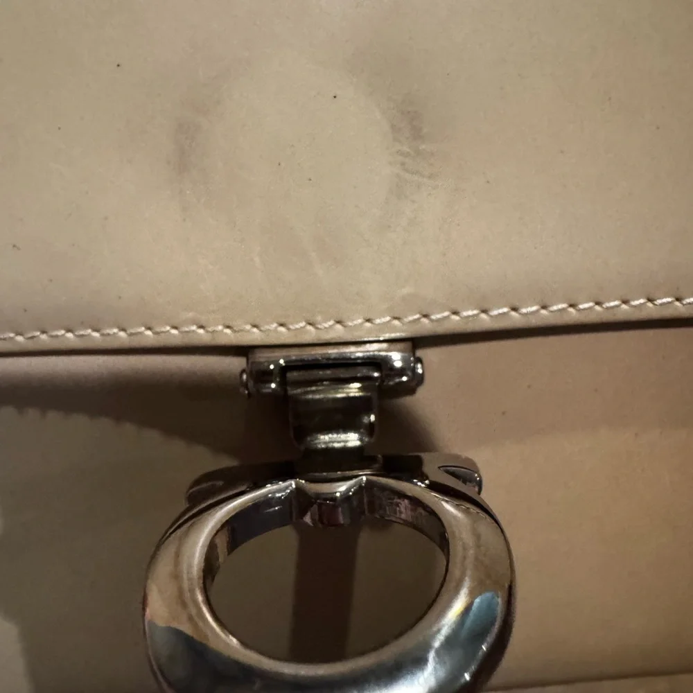 Salvatore Ferragamo Tan Leather Pouch/Clutch with Silver Hardware